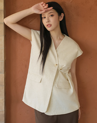 交叉收腰造型西裝背心