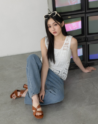 森系緹花兩件式背心