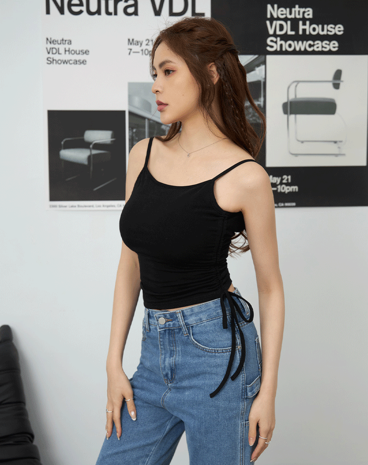 修身線條感抽皺BRA TOP