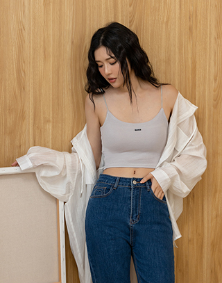 金屬標語輕感細肩BRA TOP