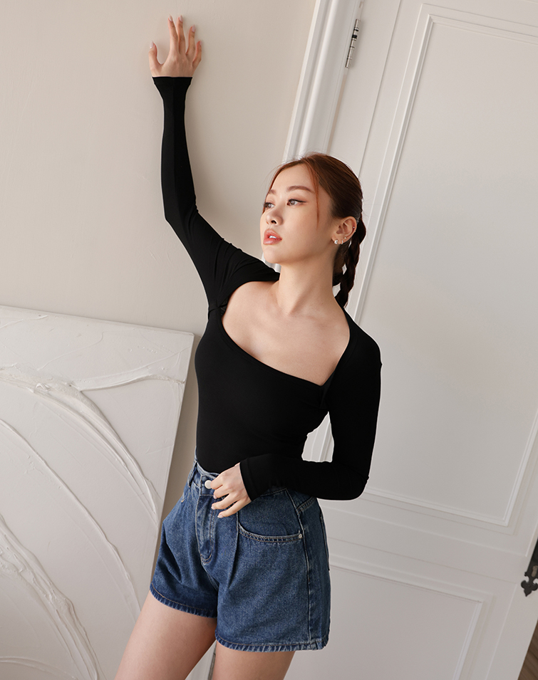 優雅方領BRA TOP長袖上衣
