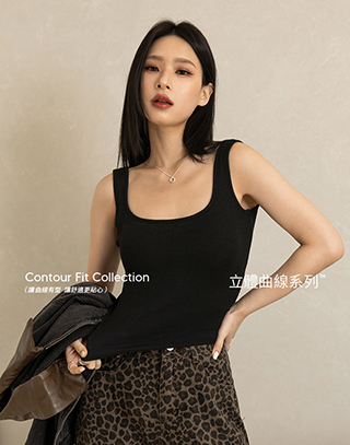 方領坑紋BRA TOP無袖上衣