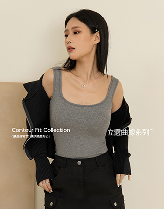 方領坑紋BRA TOP無袖上衣
