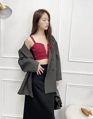 質感剪裁輕紗BRA TOP