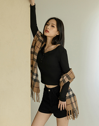 極暖柔膚鈕釦長袖BRA TOP