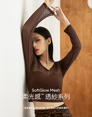 柔光透紗桃心長袖上衣(附胸墊)