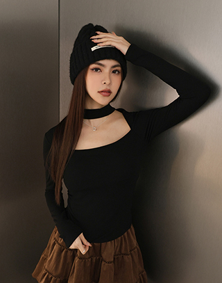 方領簍空繞脖BRA TOP