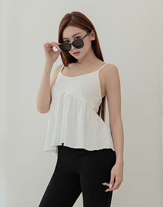 柔膚抓皺傘襬背心BRA TOP