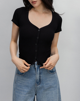 柔光羅紋短袖BRA TOP