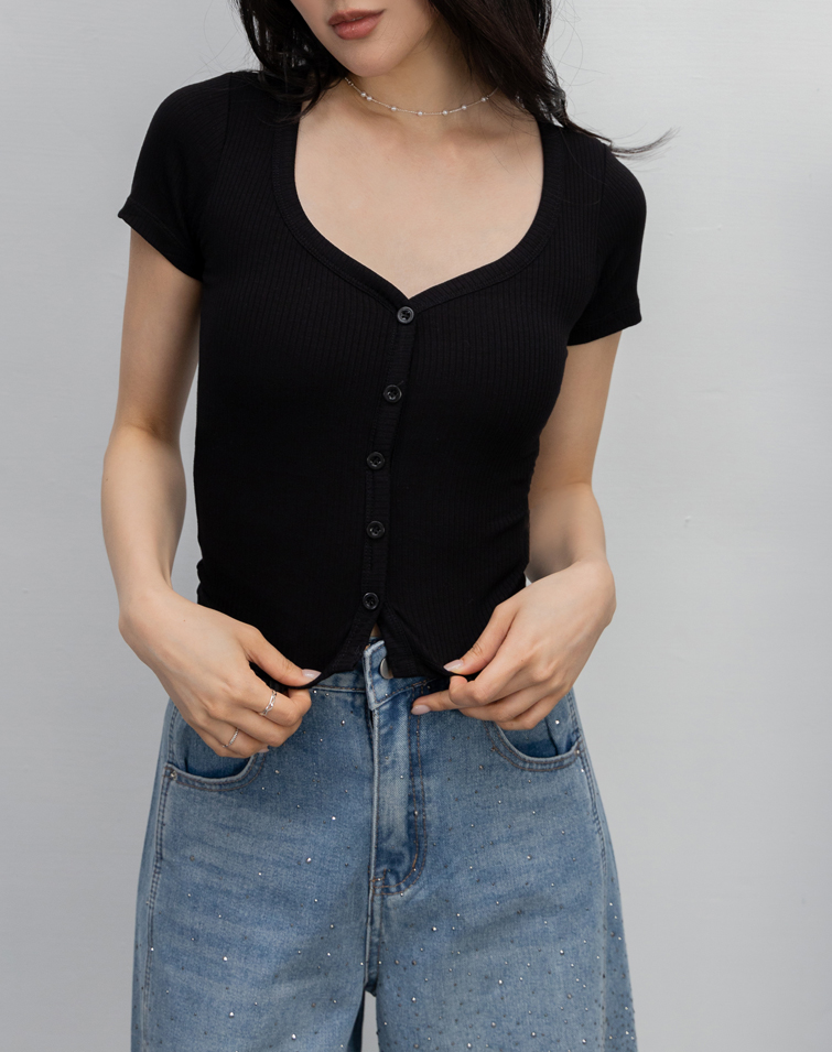 柔光羅紋短袖BRA TOP
