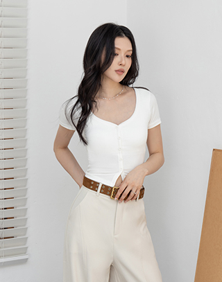 柔光羅紋短袖BRA TOP
