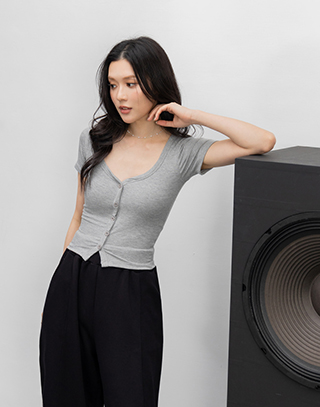 柔光羅紋短袖BRA TOP
