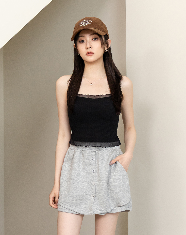 柔光網紗拼接BRA TOP