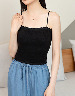 微光細閃花邊細肩帶BRA TOP