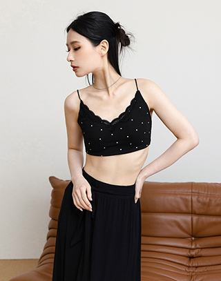 波點女孩蕾絲細肩帶BRA TOP