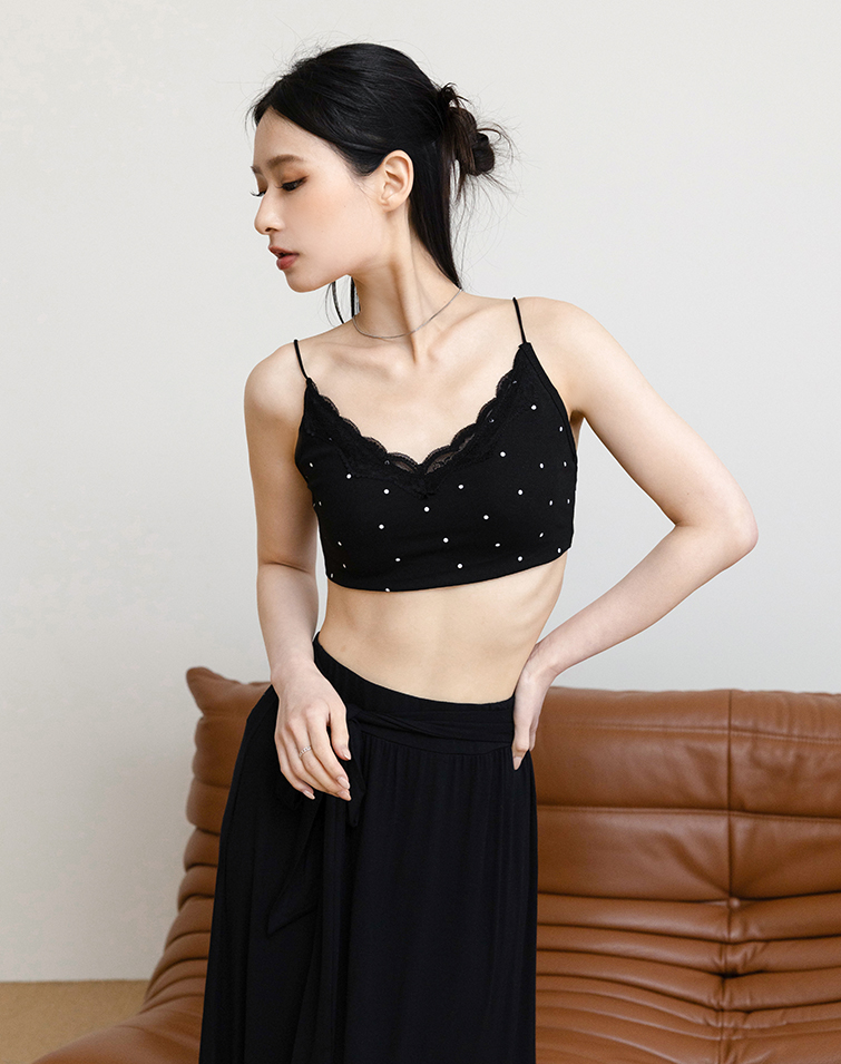 波點女孩蕾絲細肩帶BRA TOP