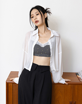 波點女孩蕾絲細肩帶BRA TOP