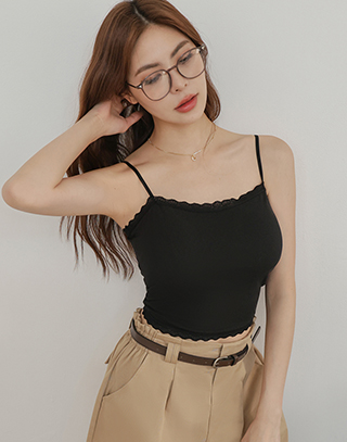 雲朵坑紋蕾絲滾邊BRA TOP