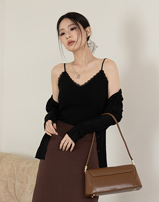 雲朵坑紋蕾絲細肩BRA TOP