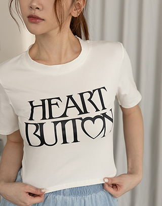 HEART BUTTON跳色圓領T恤