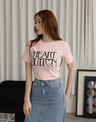 HEART BUTTON跳色圓領T恤