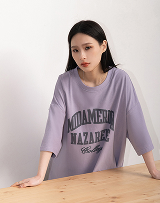 美式復古字母印花短袖上衣