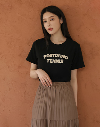 立體毛巾繡字母短袖上衣