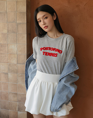 立體毛巾繡字母短袖上衣