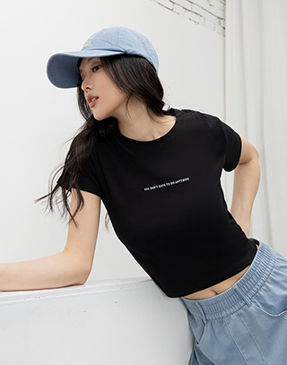 馬卡龍色字母印花短袖T-SHIRT