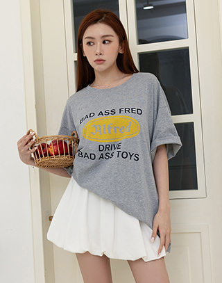 復古撞色英文字短袖T-SHIRT