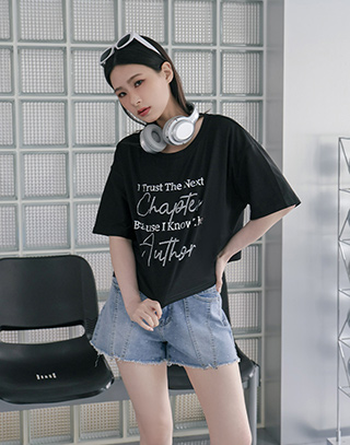 閃鑽字母短袖T-SHIRT
