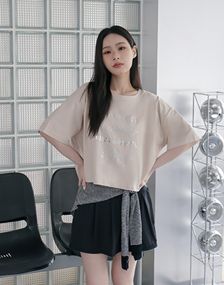 閃鑽字母短袖T-SHIRT