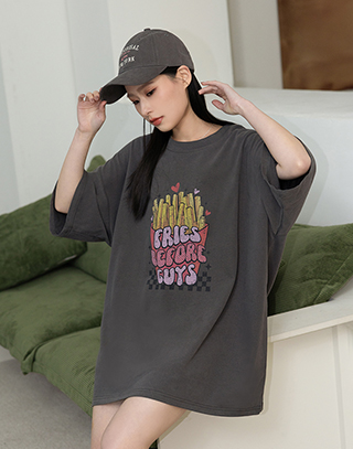 快餐店薯條印花T-shirt