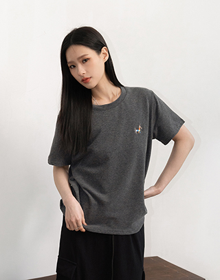 小馬漫步刺繡棉感T-shirt