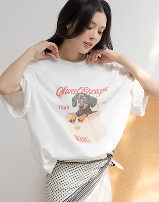 復古水洗感紙袋臘腸T-SHIRT