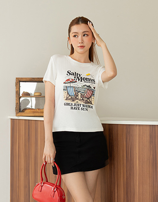陽光沙灘印花短袖T-SHIRT