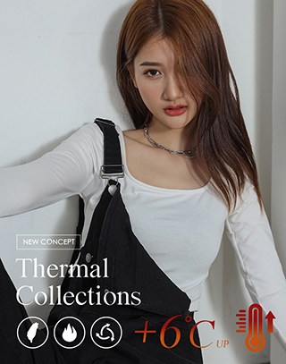 MIT 方領下擺圓弧發熱上衣