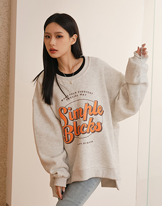 繽紛字母內刷絨大學T