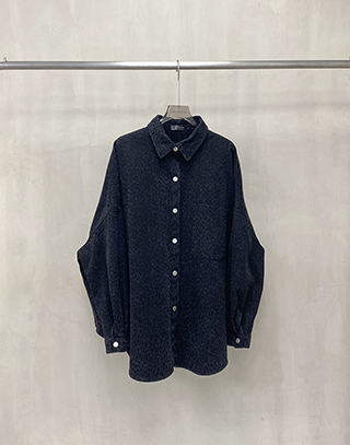 復古感洗水豹紋襯衫