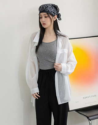 繽紛輕透感長袖襯衫