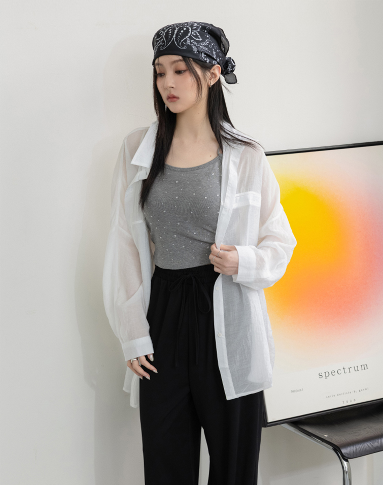 繽紛輕透感長袖襯衫