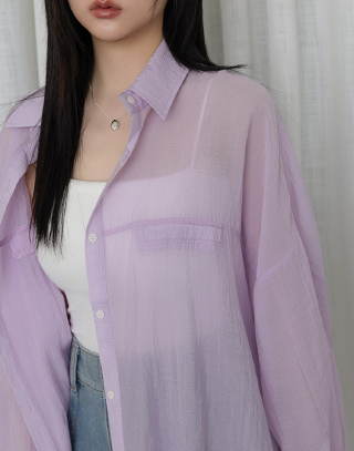 繽紛輕透感長袖襯衫