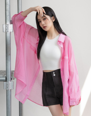 繽紛輕透感長袖襯衫