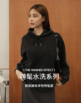 寬鬆水洗刷色連帽上衣