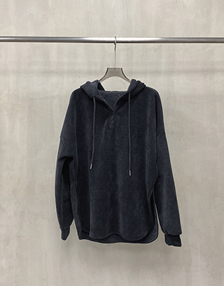 慵懶抽繩燈芯絨連帽上衣