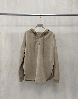 慵懶抽繩燈芯絨連帽上衣