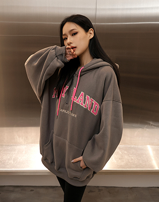 慵懶字母半拉鍊連帽上衣