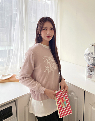 法式慵懶柔織字母毛衣