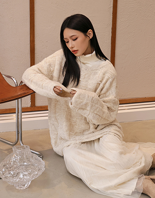 拼接感針織毛衣