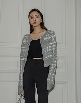 小香風針織撞色上衣